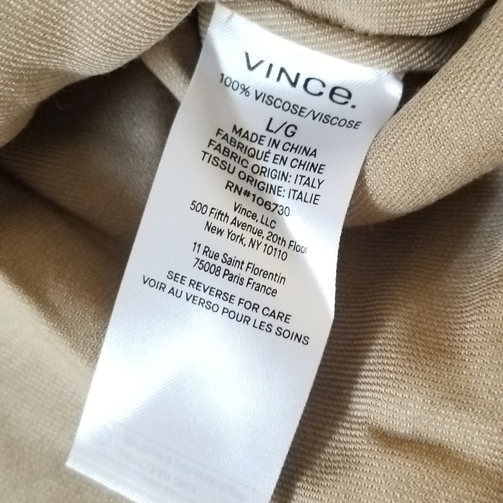 VINCE Twill Button Down Dress Shirt Size L Large Camel Tan Beige - Picture 5 of 7